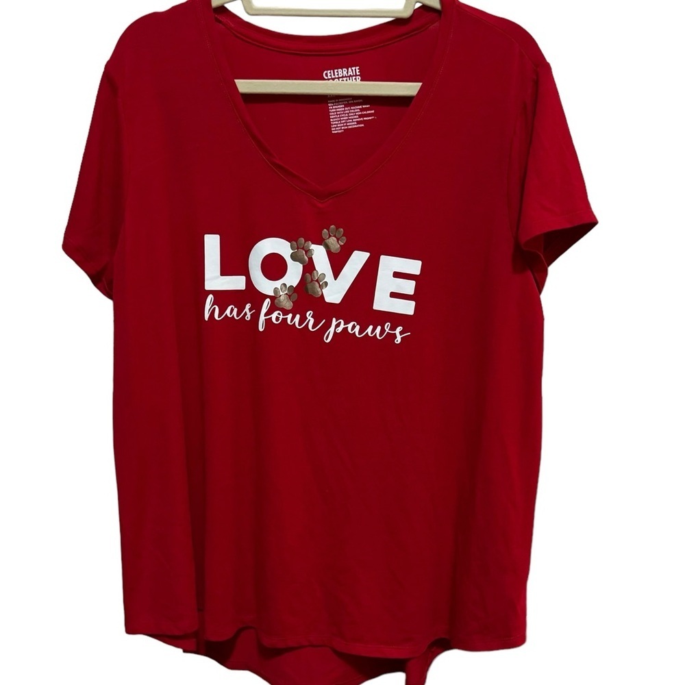 Celebrate Together - Red T shirt - “Love has 4 Paws” Size XXL